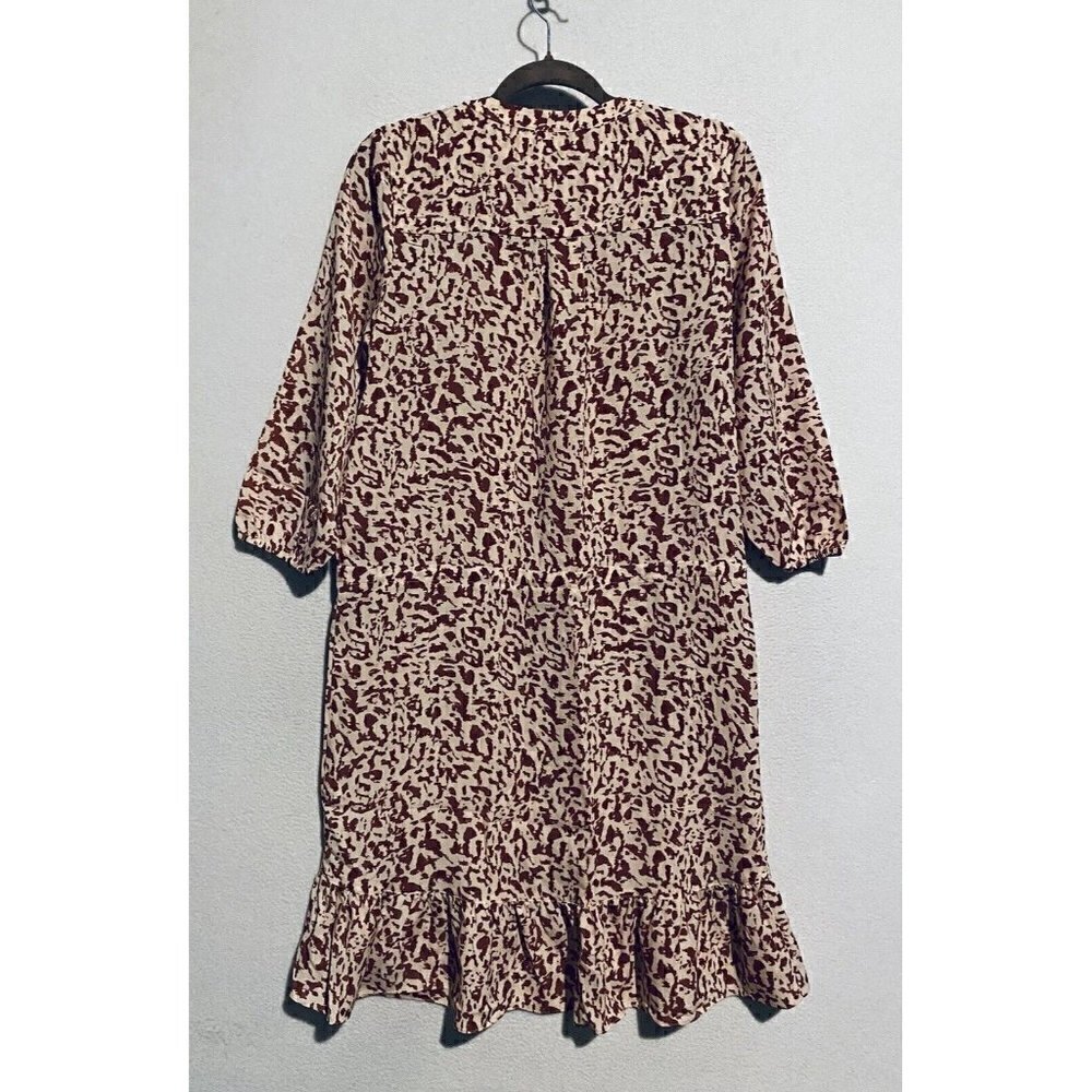 Cabi Dress Womens Small Sienna Ruffle Trim Animal Print Peasant Boho Flirty - Picture 5 of 9